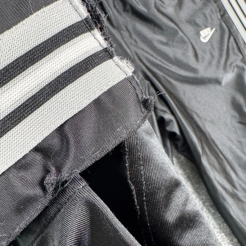 Nike Pants Mens Size L Black Striped Athletic Track Relaxed Fit Rips Wear